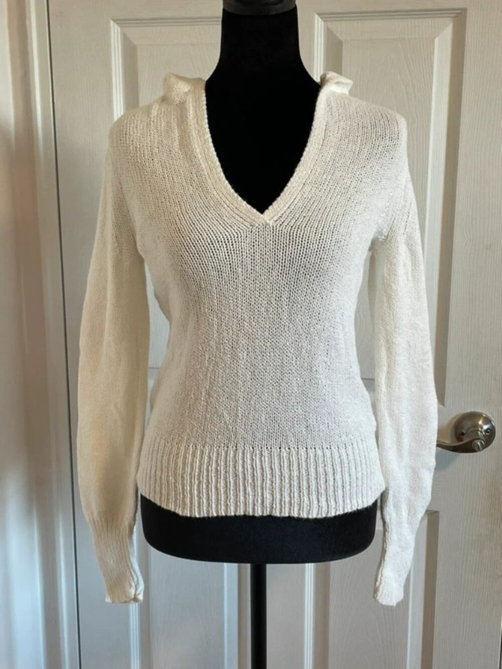J.Crew Women’s White Knit Hooded Sweater XS